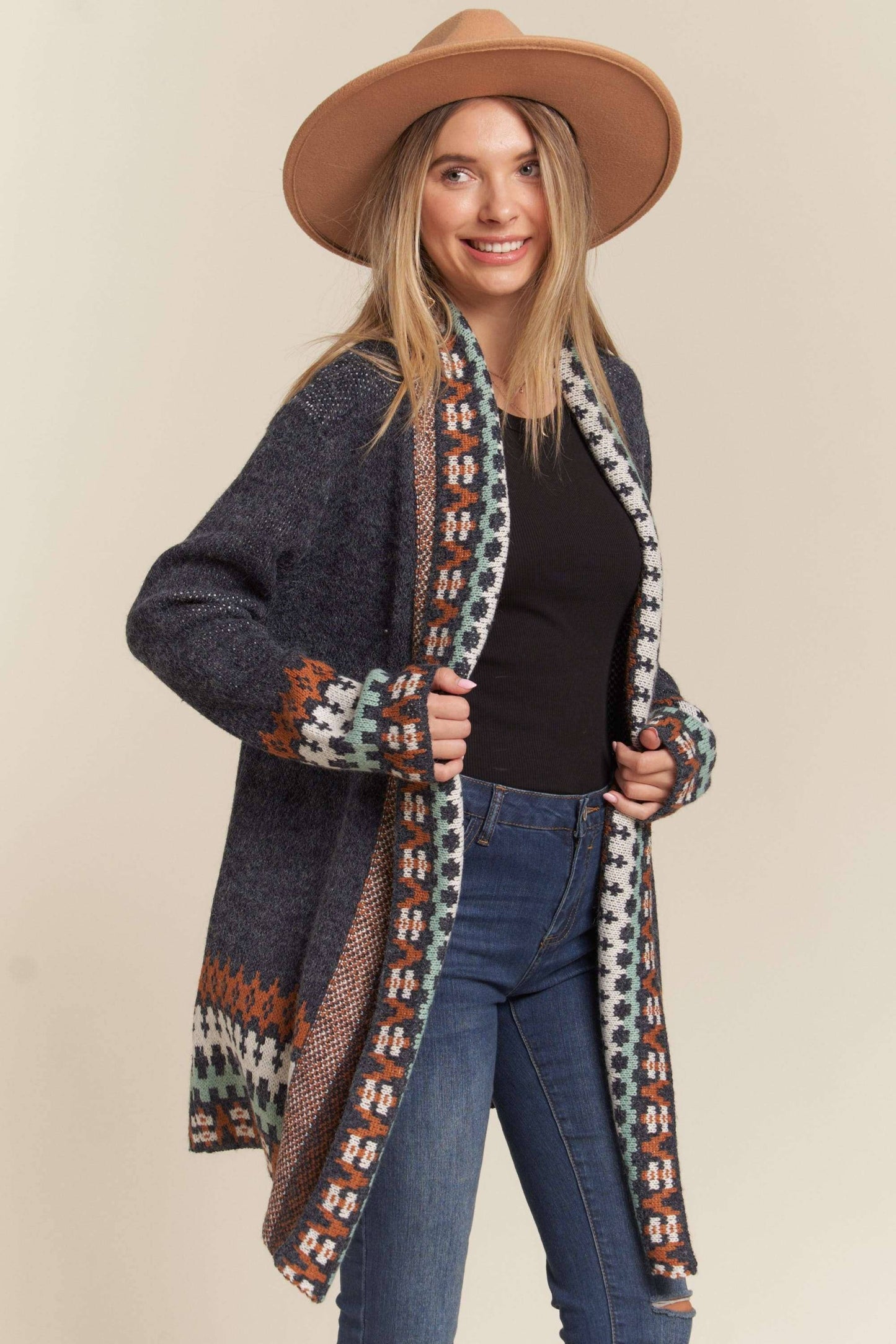Aztec Cardigan - Navy