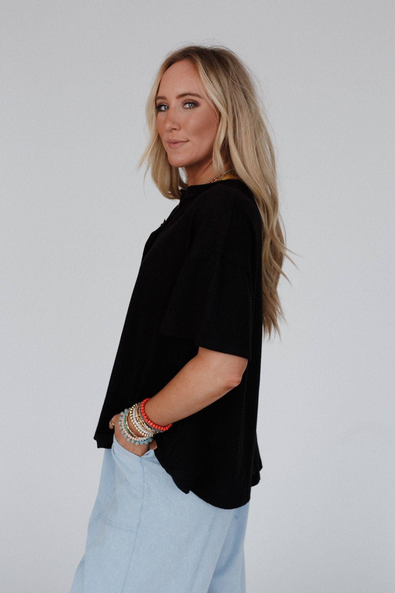 Soft Plume Henley Top - November Moon