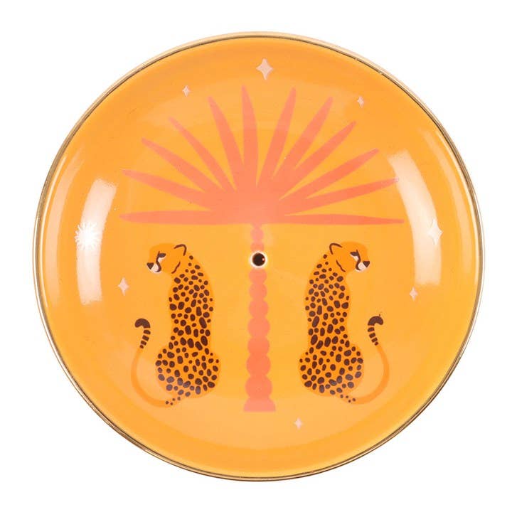 Leopard Palm Ceramic Incense Holder