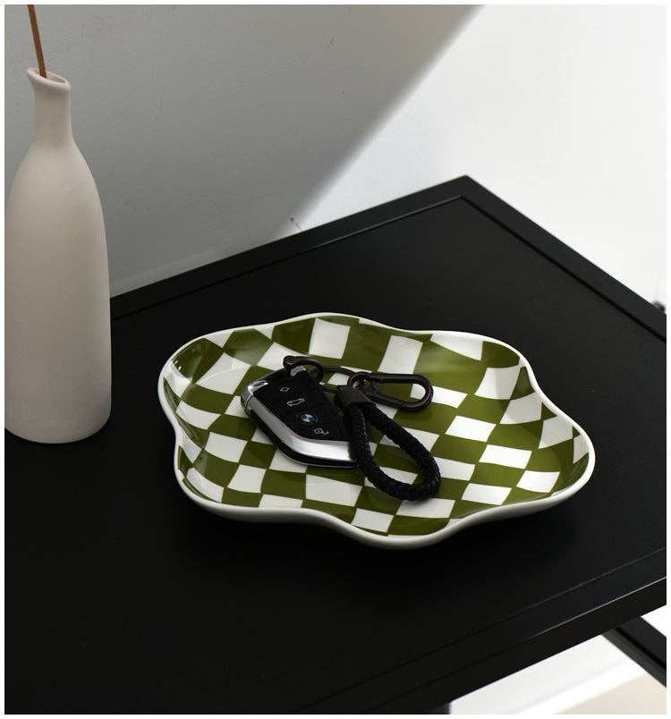 Checkered Ceramic Plate - November Moon