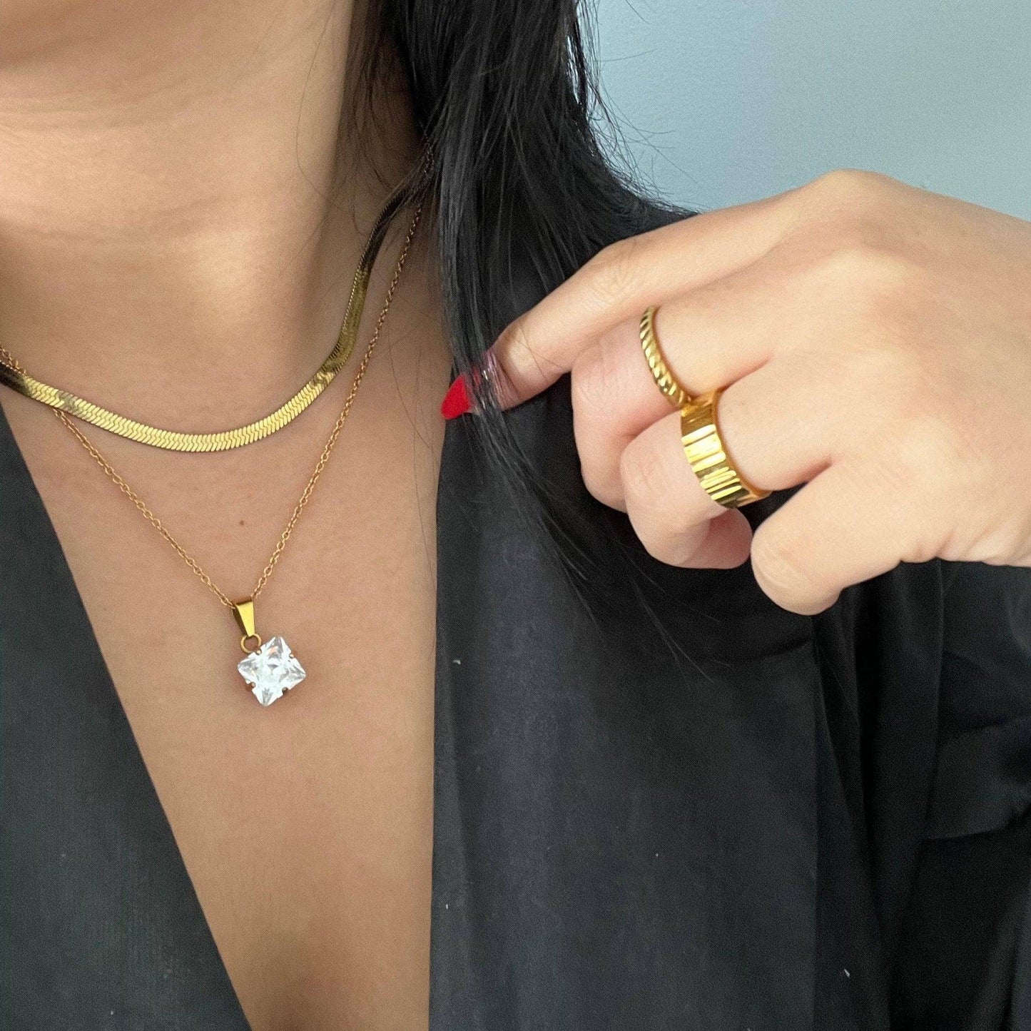 Snake Herringbone Chain Necklace
