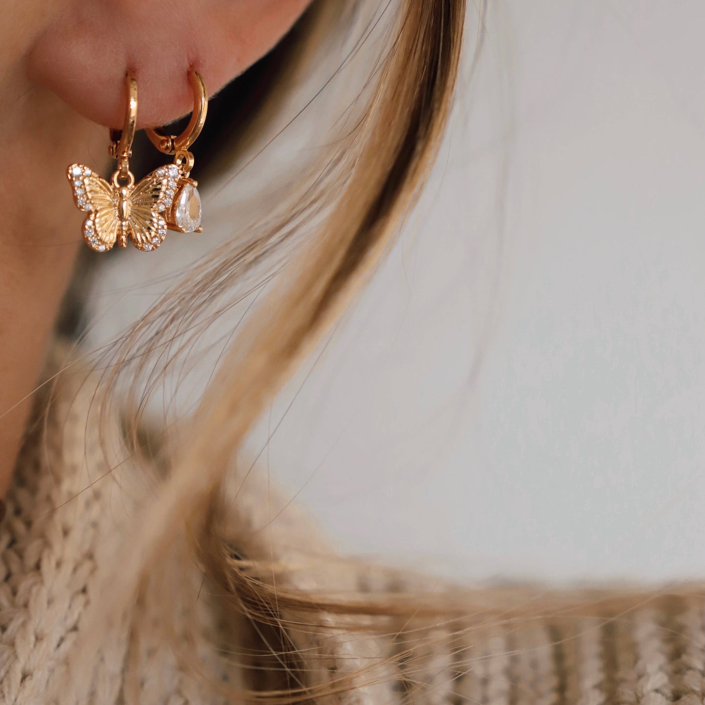 Butterfly Huggie Earrings - Gold