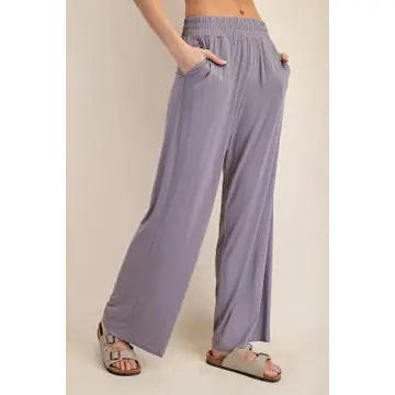Breezy Wide-Leg Sweatpants - Gray Lavender