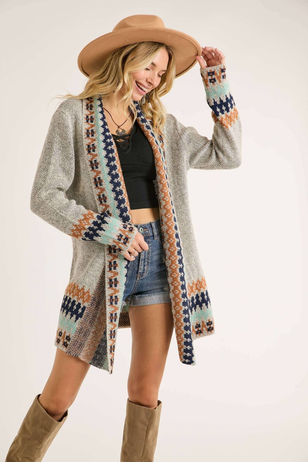 Aztec Cardigan - Grey