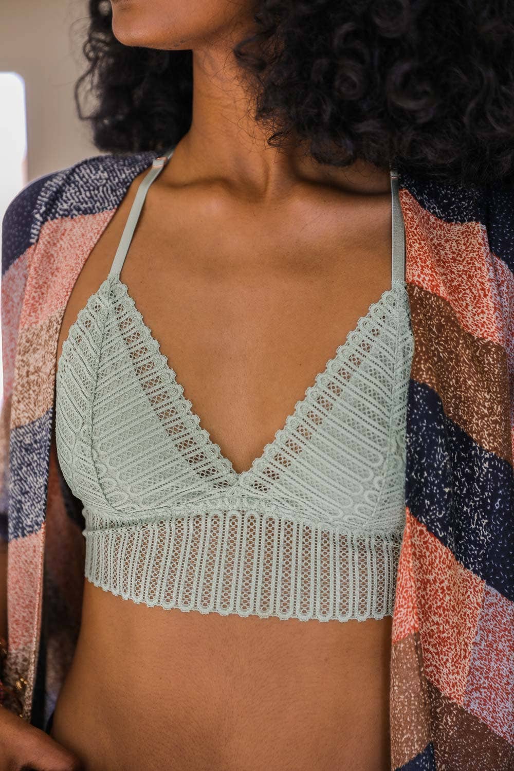 Ribbed Lace Boho Racerback Bralette