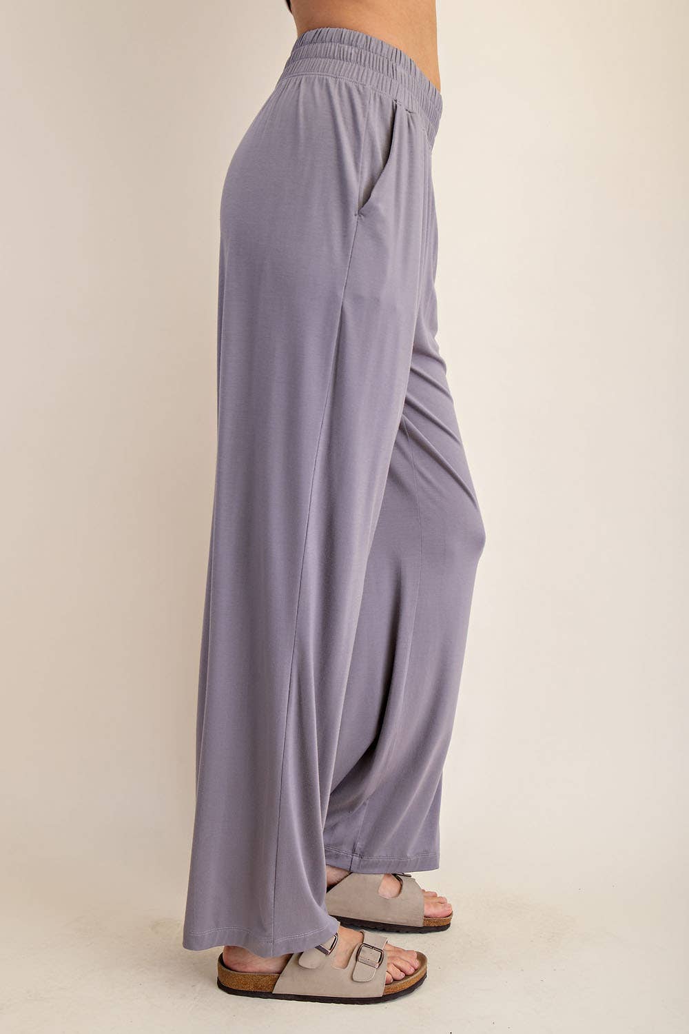 Breezy Wide-Leg Sweatpants - Gray Lavender