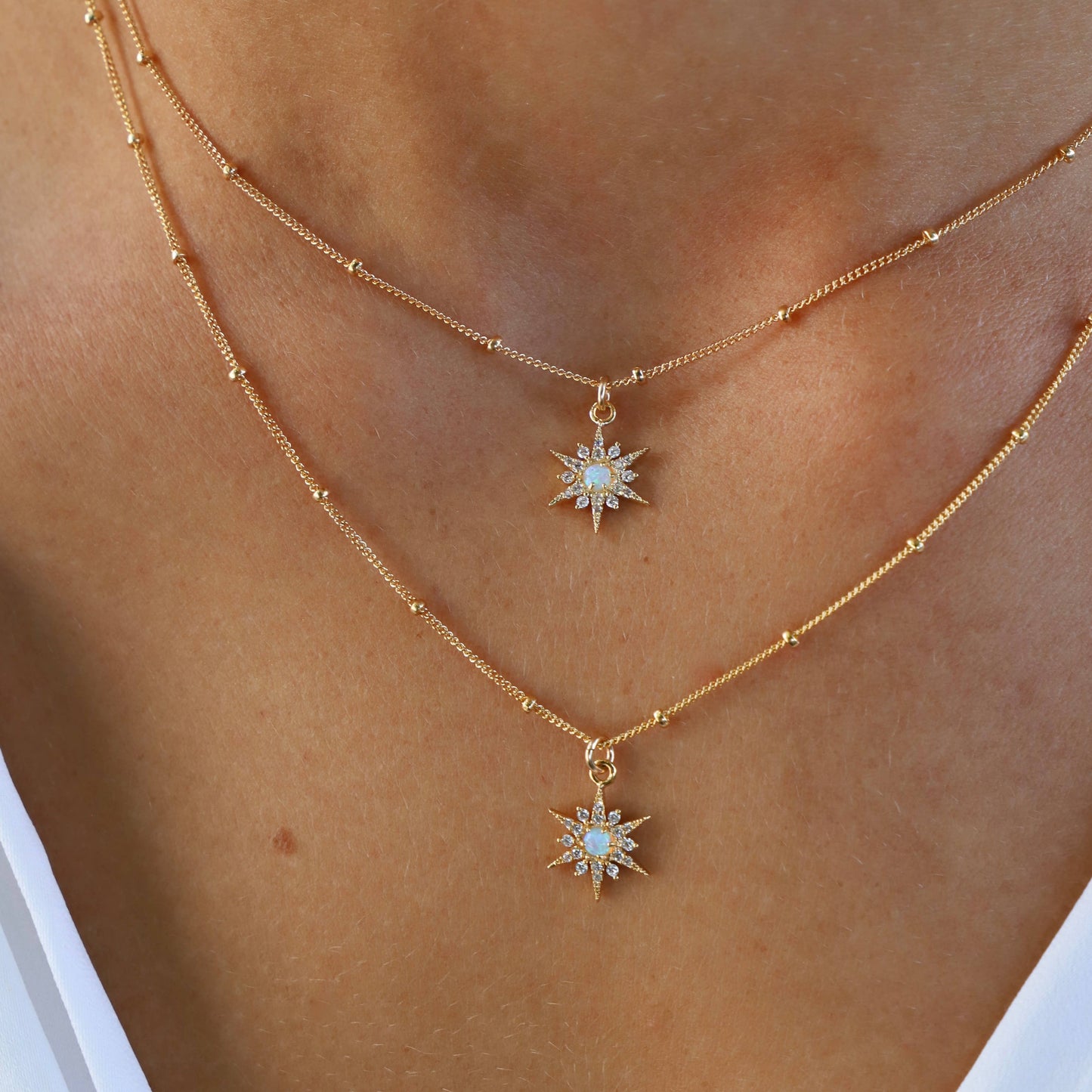 Opal Starburst Necklace - Gold - November Moon