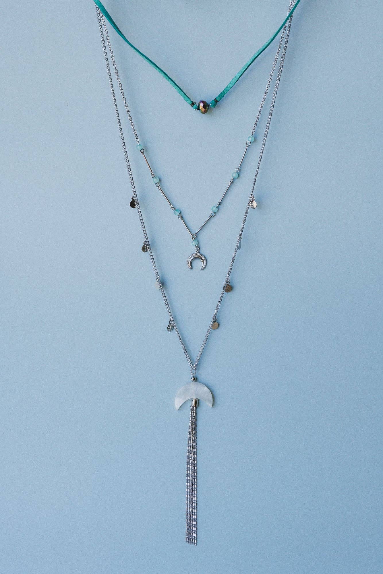 Blue Moonstone Layered Necklace