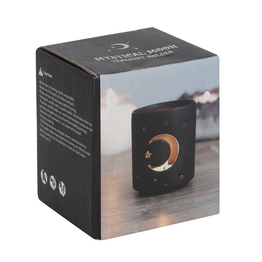 Black Mystical Moon Tealight Holder - November Moon
