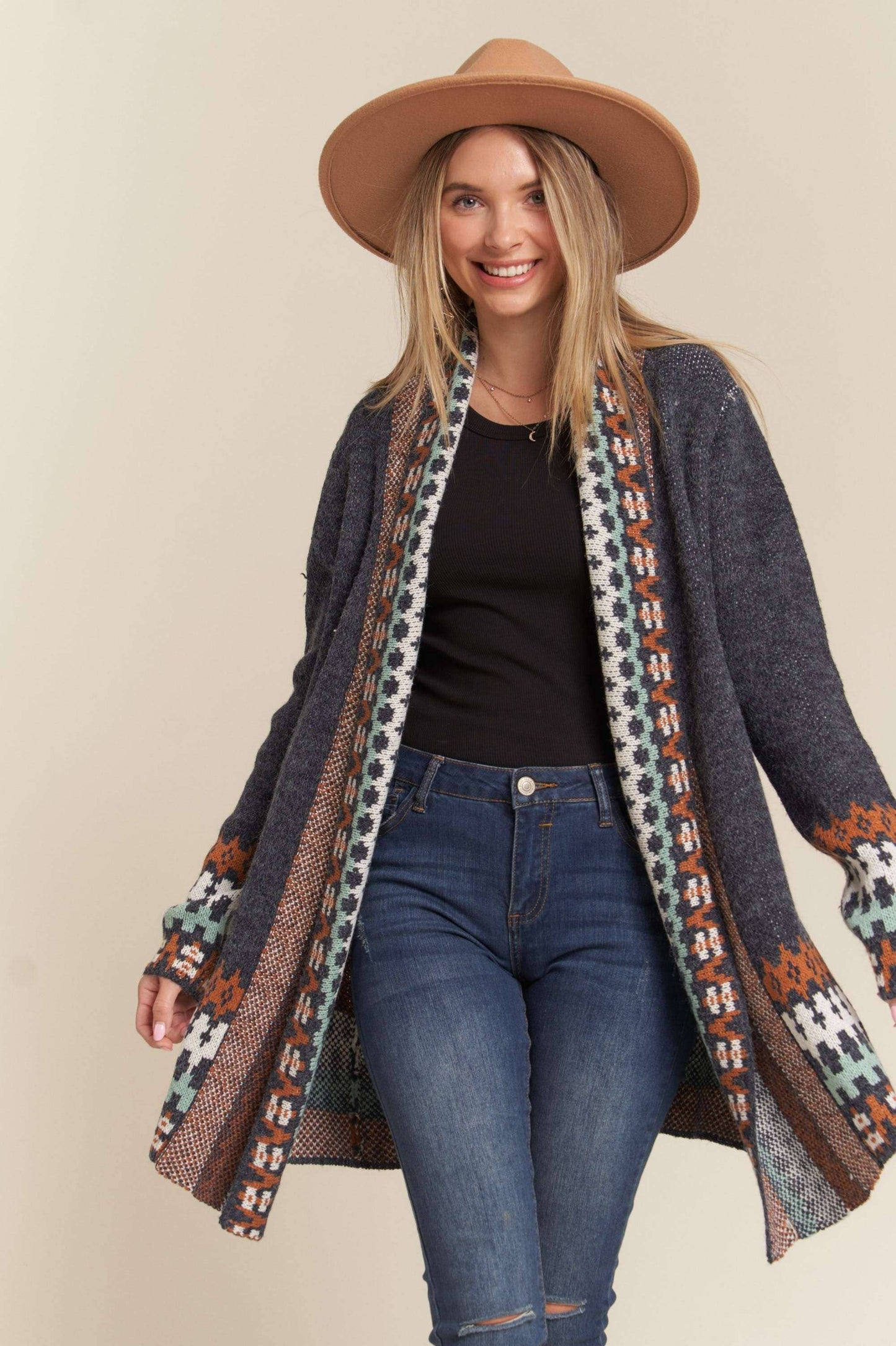 Aztec Cardigan - Navy