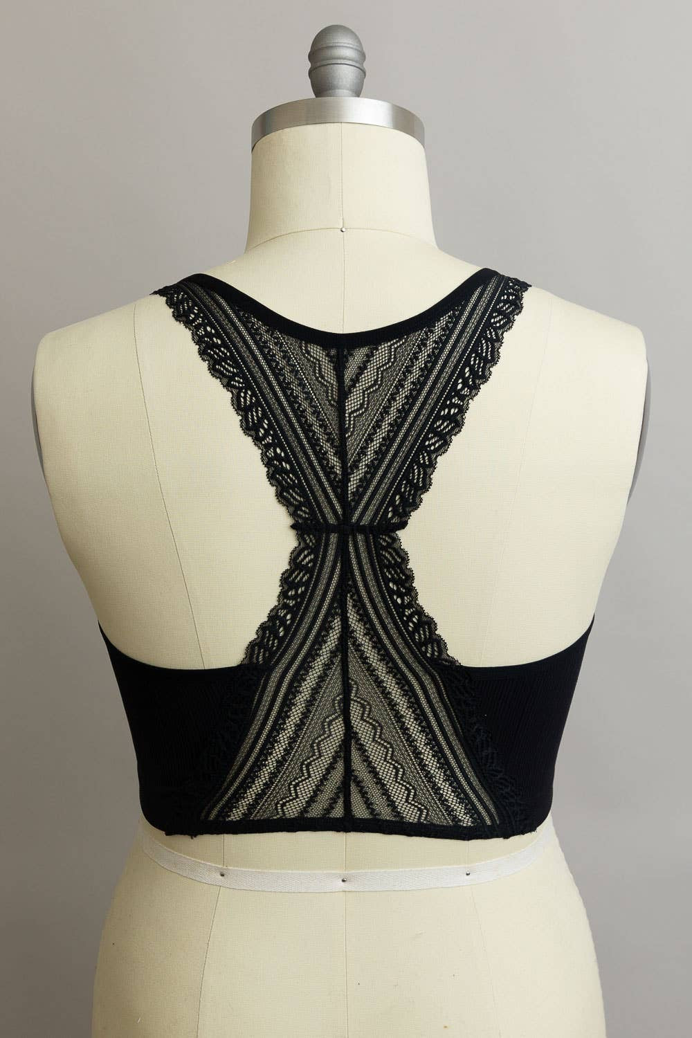 Seamless Lace Racerback Bralette - Black
