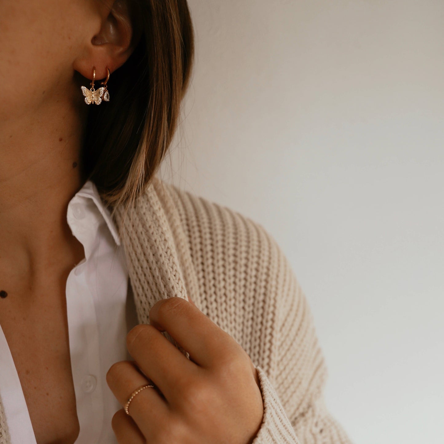 Butterfly Huggie Earrings - Gold