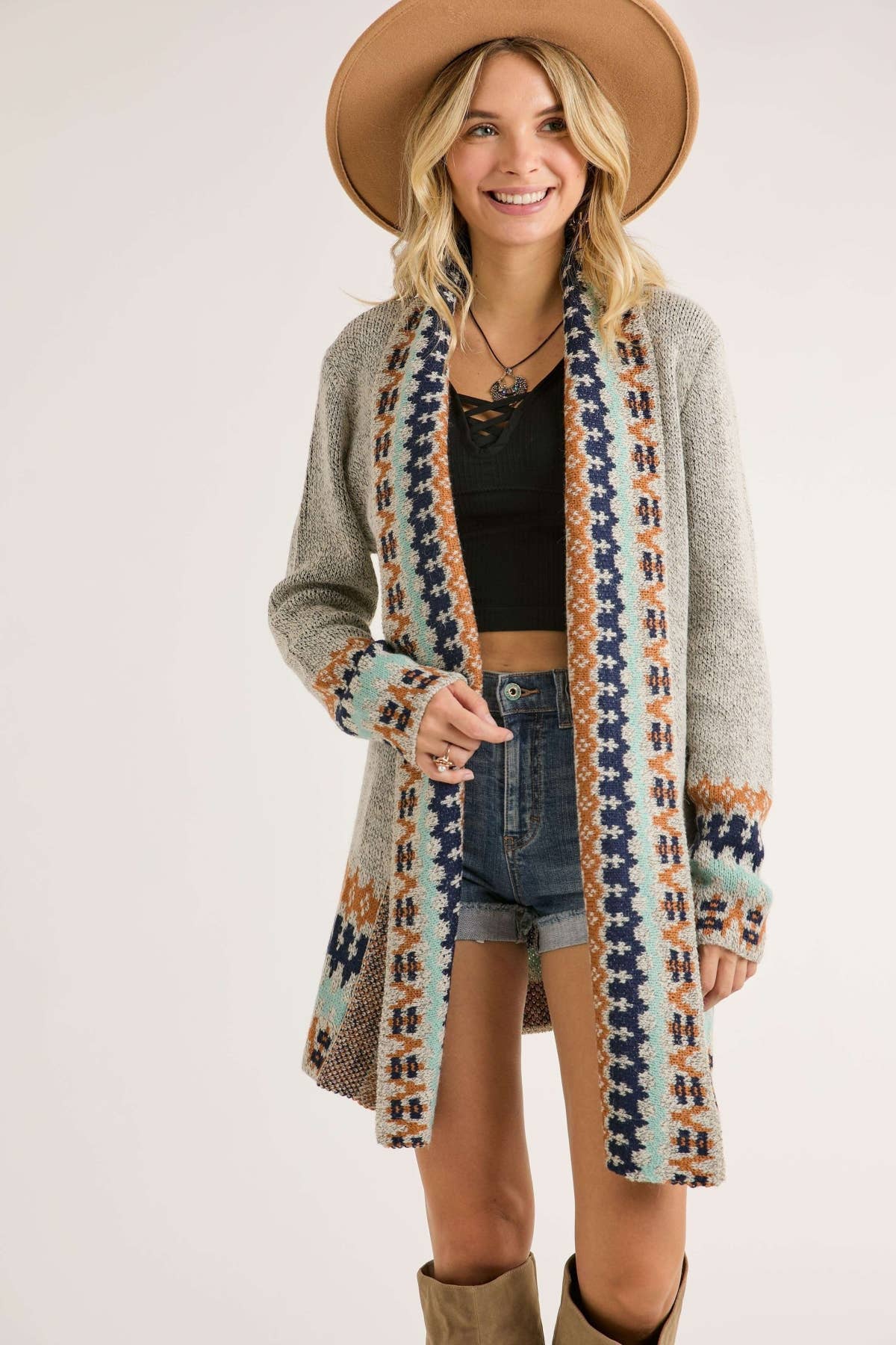 Aztec Cardigan - Grey