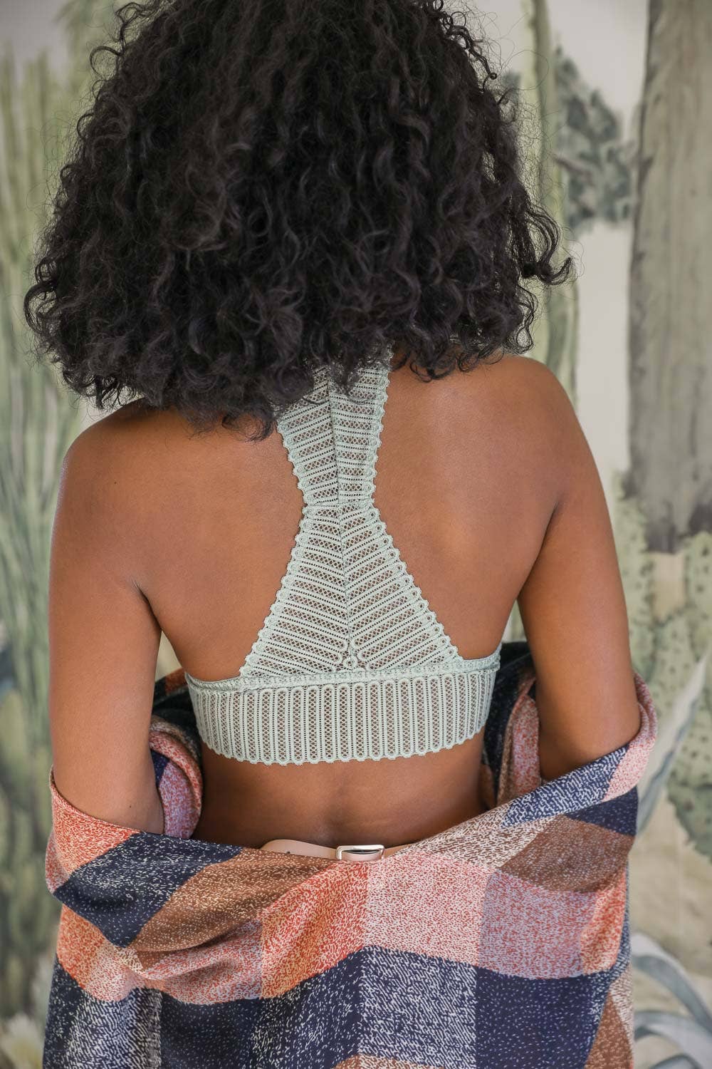 Ribbed Lace Boho Racerback Bralette