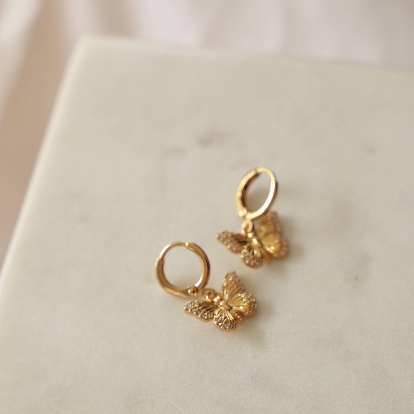 Butterfly Huggie Earrings - Gold
