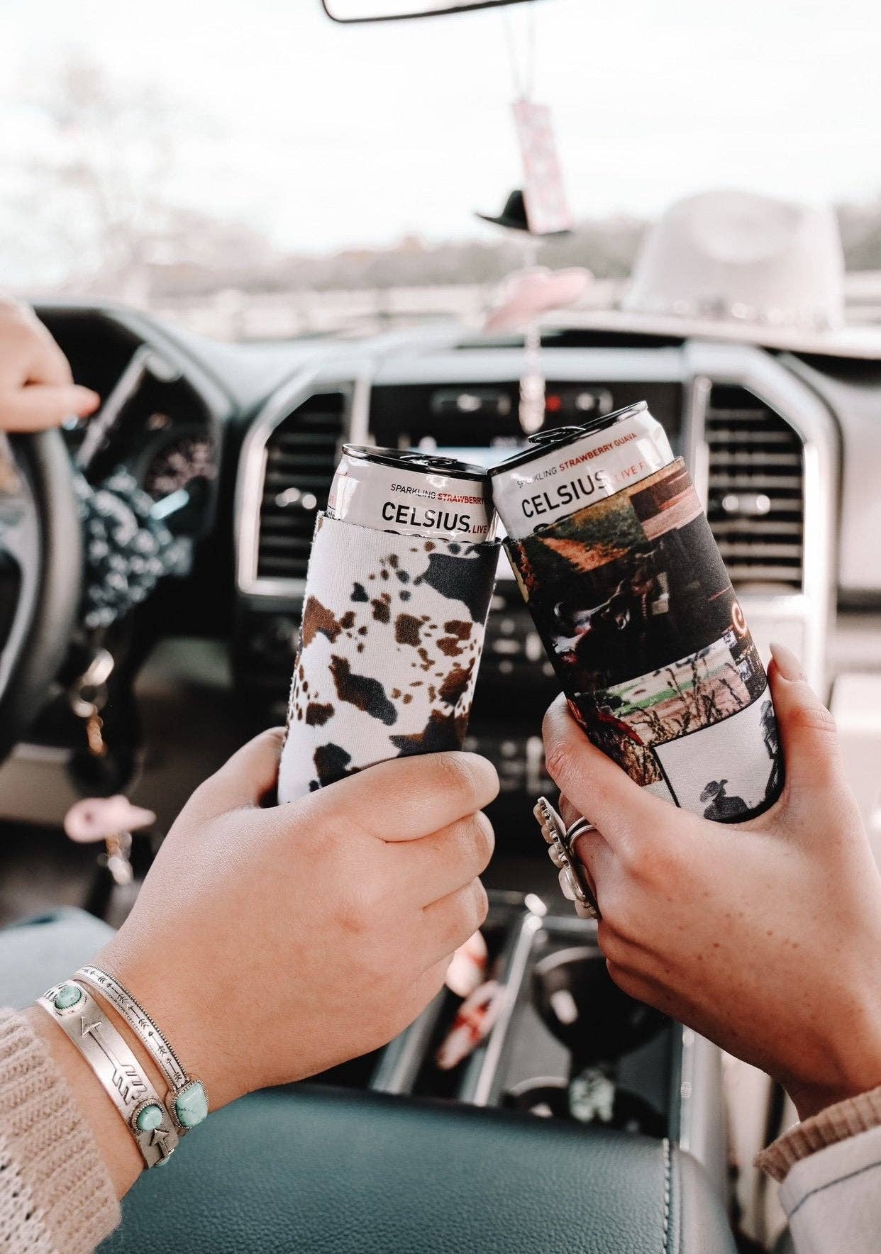 Cowhide Print Tall Coozie (2-Pack)