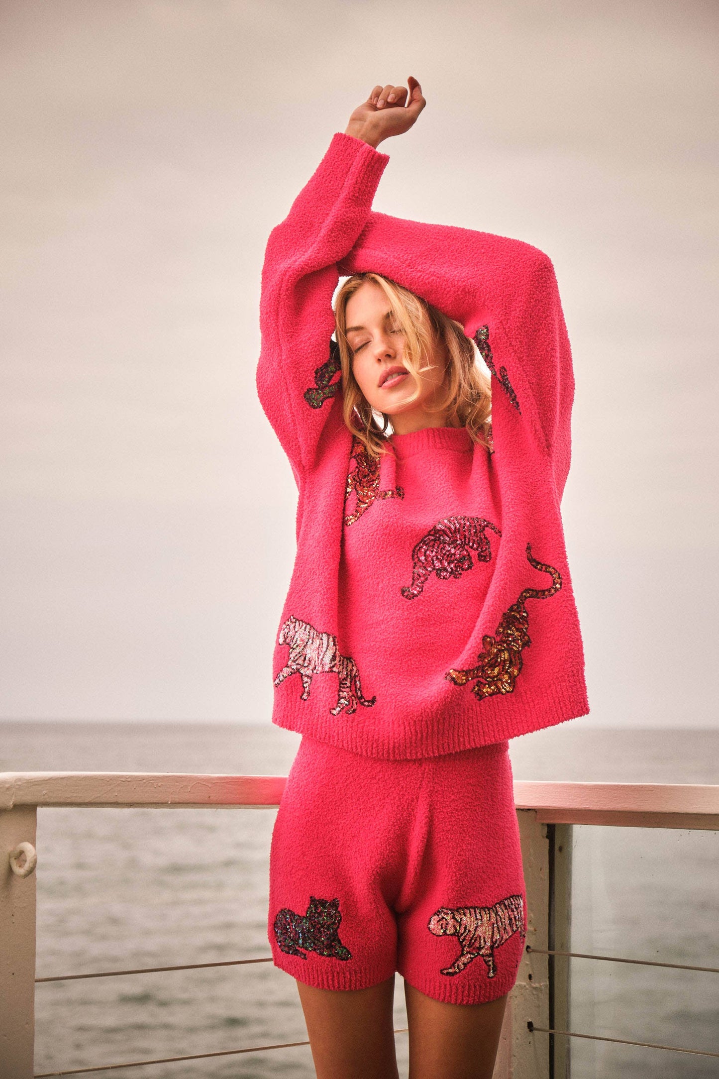 Cozy Tiger Sequin Sweater & Matching Shorts Set - November Moon