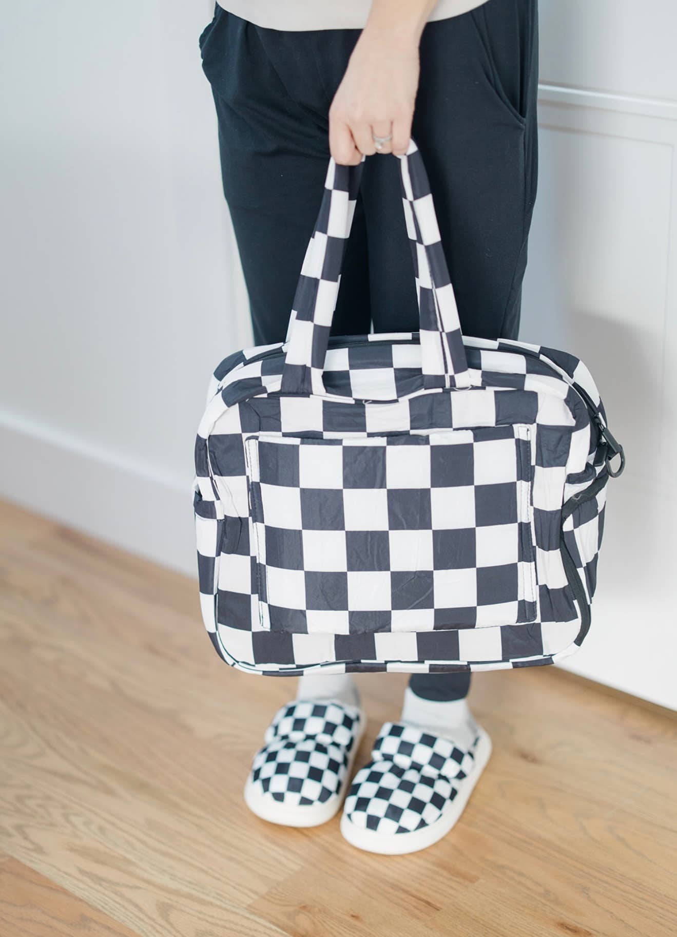Checkerboard Puffer Duffel Bag
