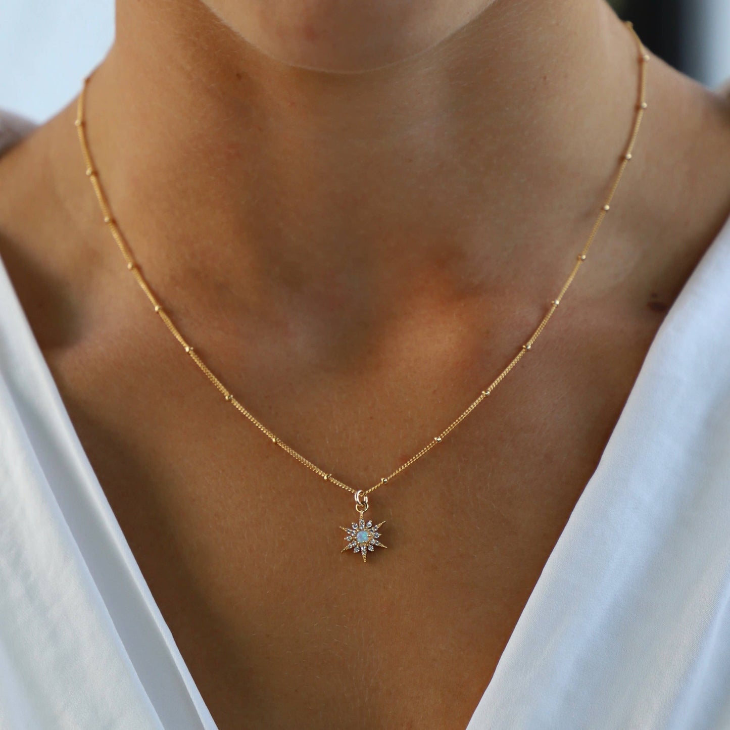 Opal Starburst Necklace - Gold - November Moon