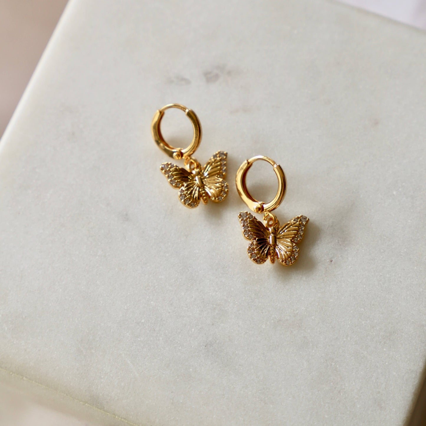 Butterfly Huggie Earrings - Gold
