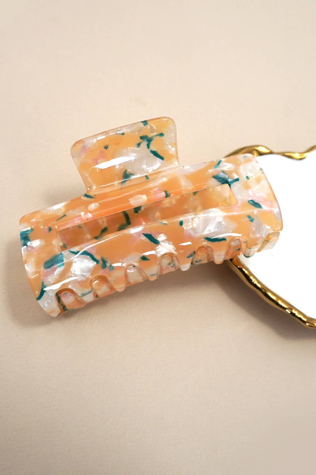 Marbled Acetate Rectangle Hair Claw Clip