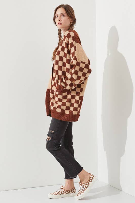 Checkered Oversized Cardigan - November Moon