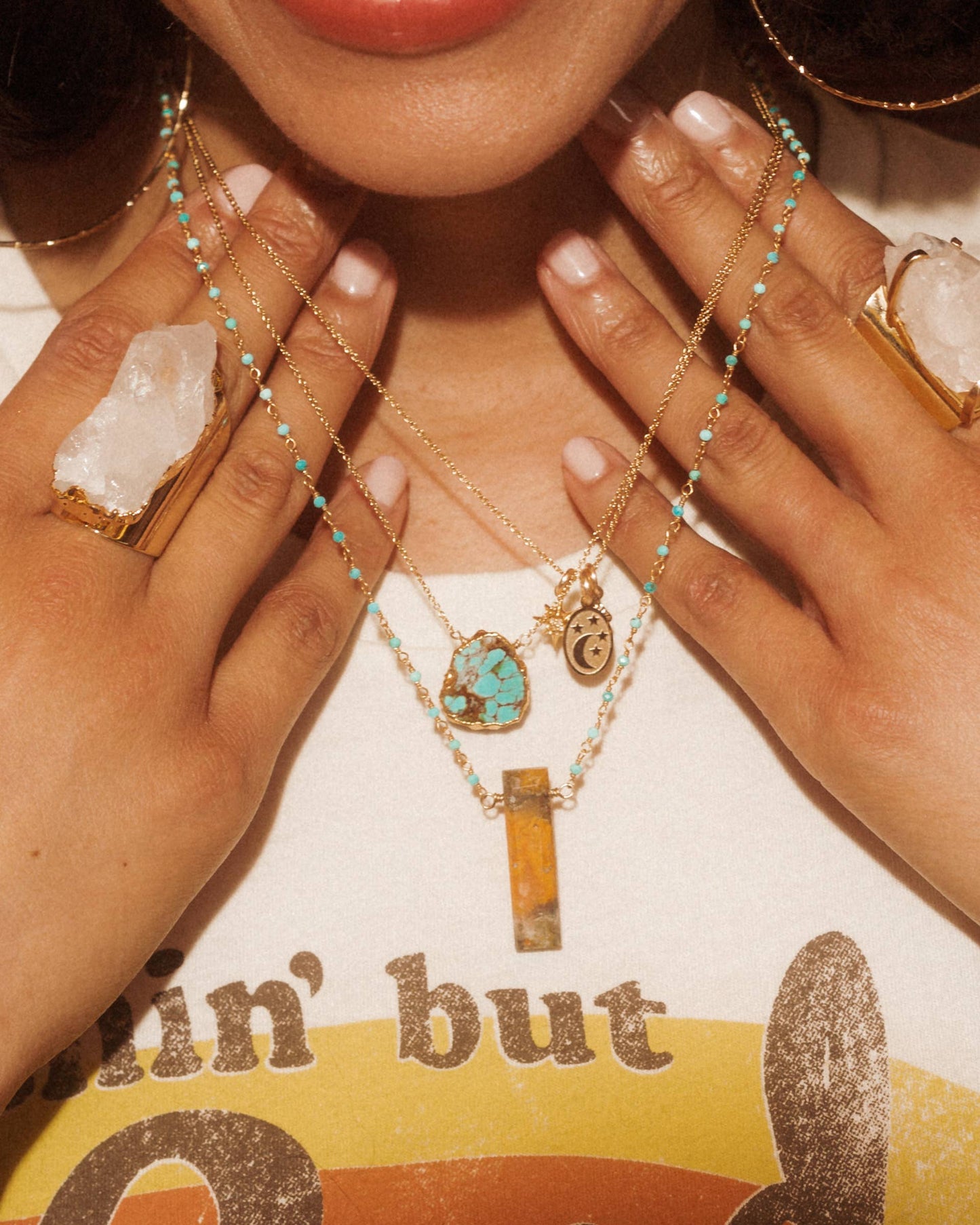 Earth, Wind and Fire Turquoise Necklace - Gold