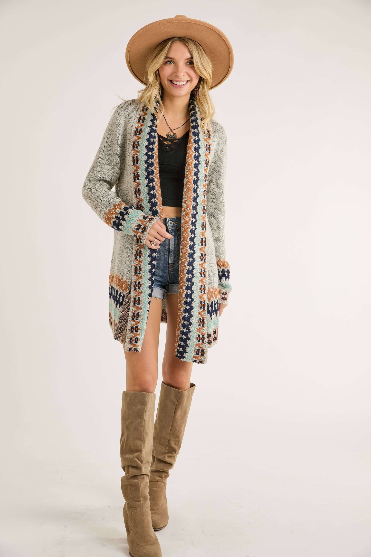 Aztec Cardigan - Grey