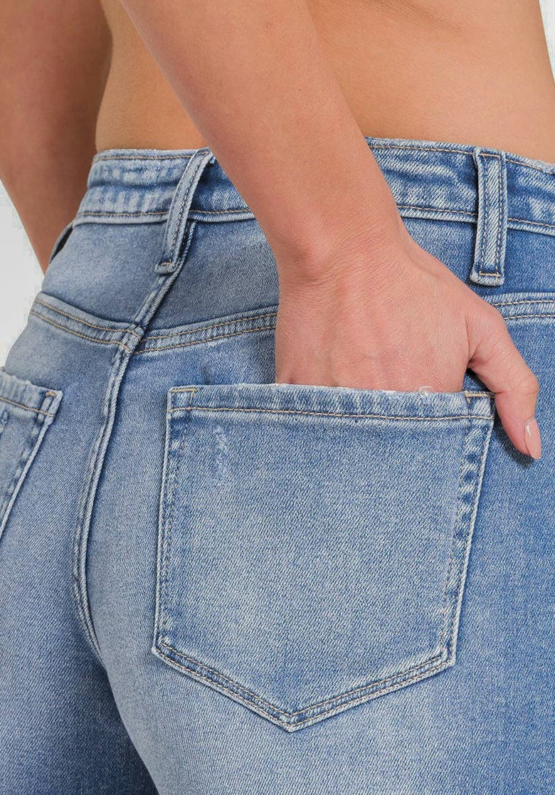 Mid Rise Raw Frayed Hem Shorts - November Moon