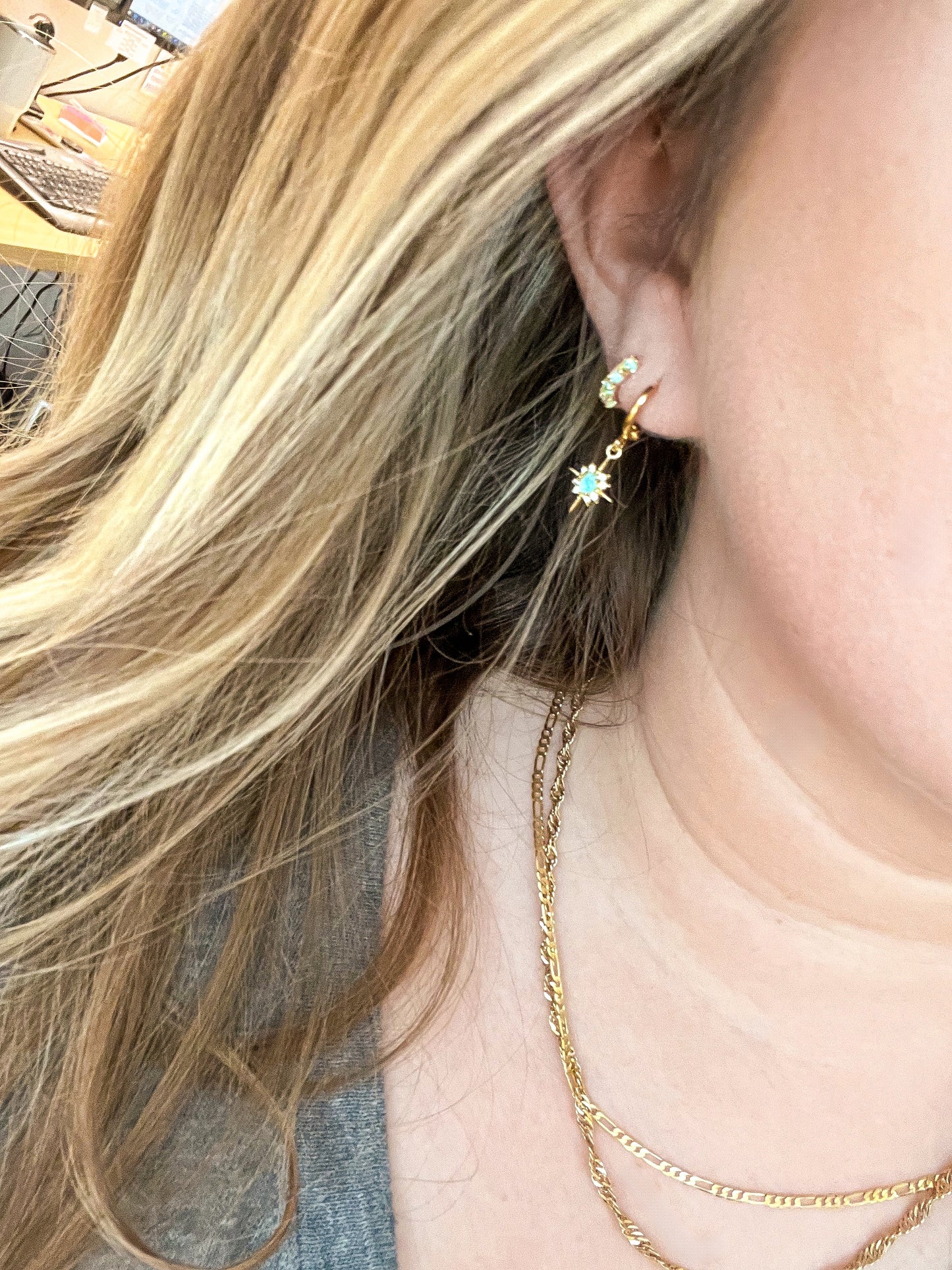 Opalite Huggies - Gold - November Moon