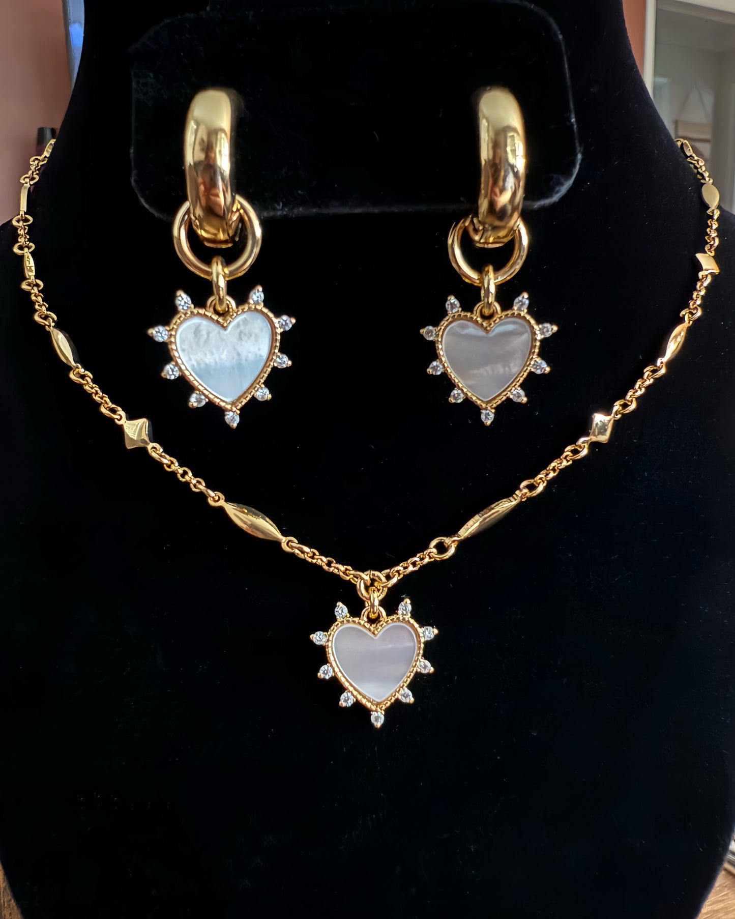 Gilded Heart Charm Huggie Hoop Earrings