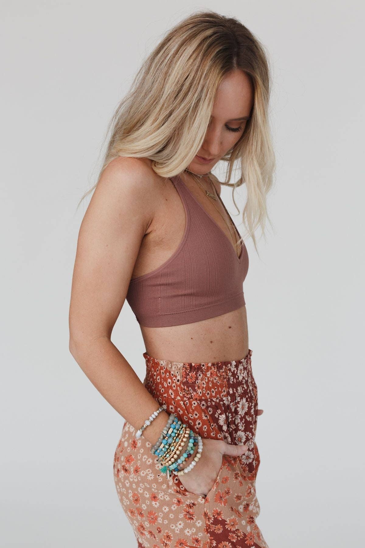 Evermore Seamless Lace Racerback Bralette - November Moon