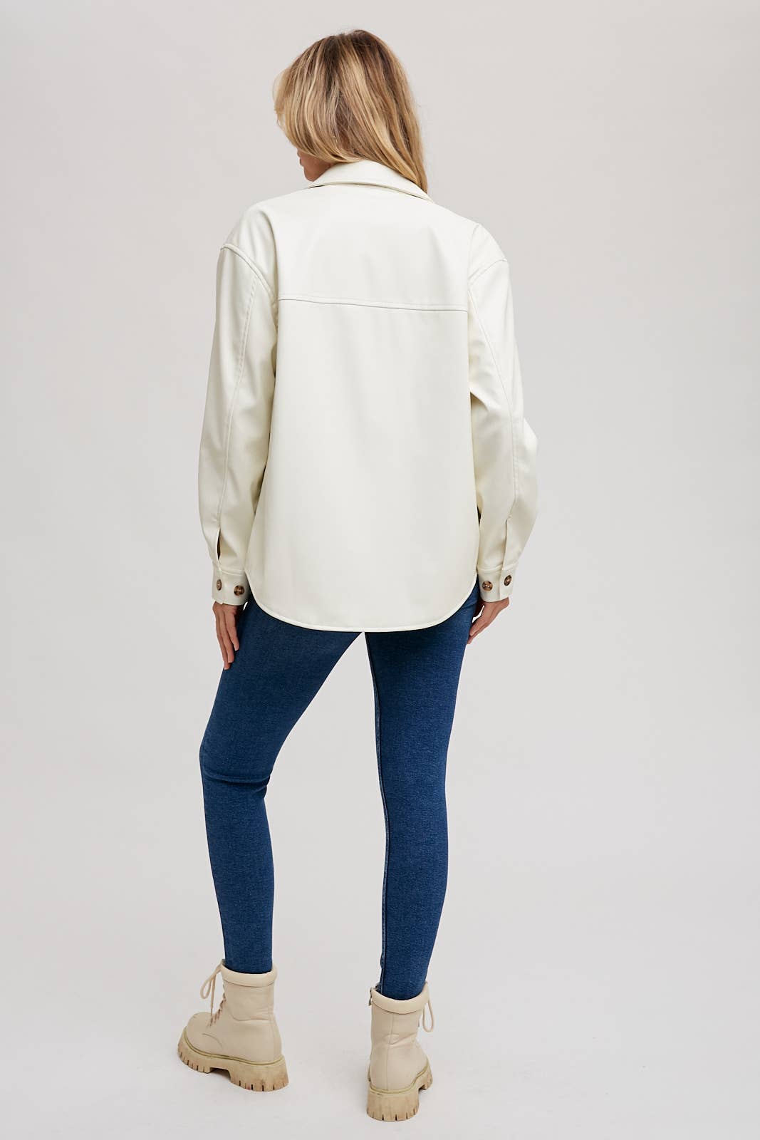 Vegan Leather Shacket - Ivory