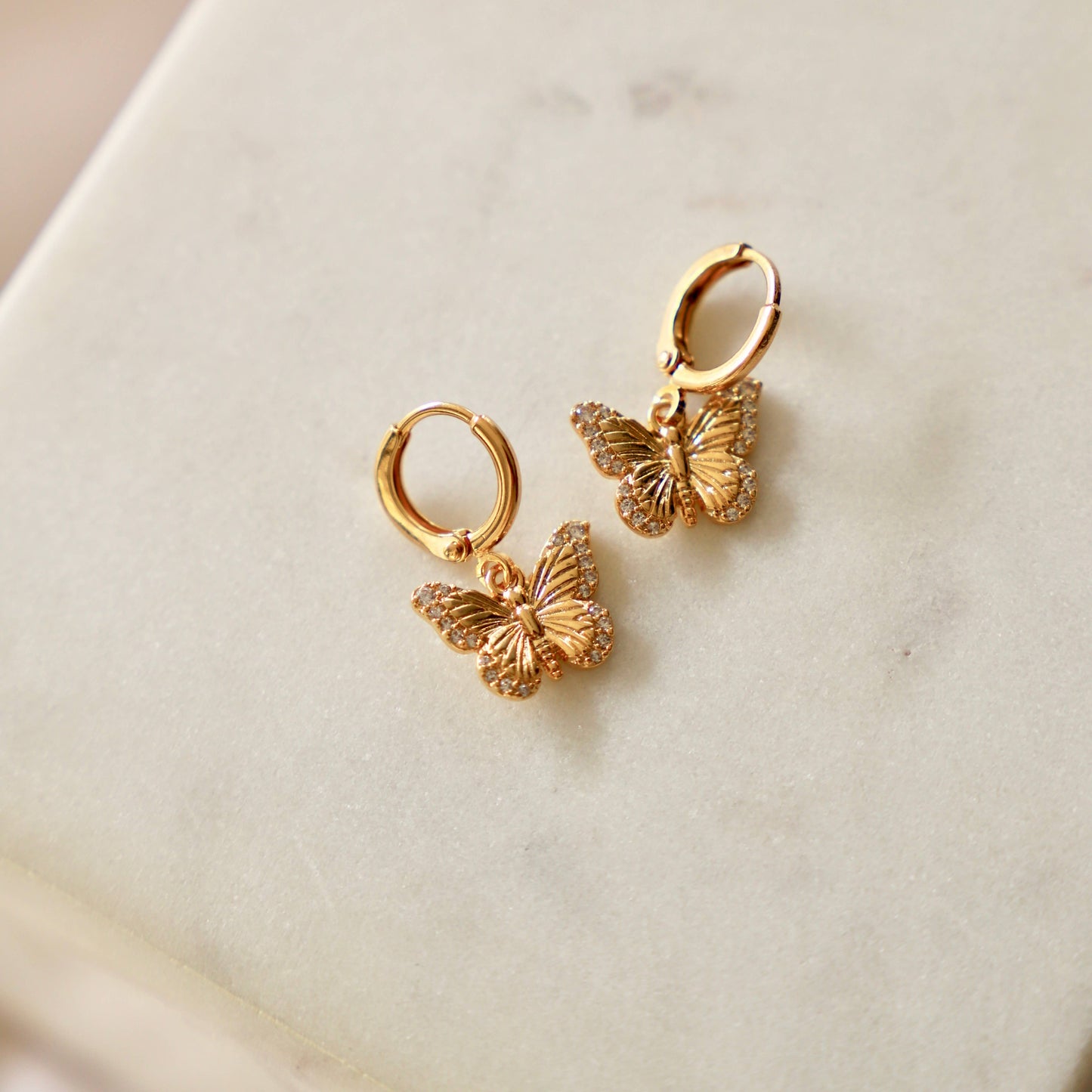 Butterfly Huggie Earrings - Gold