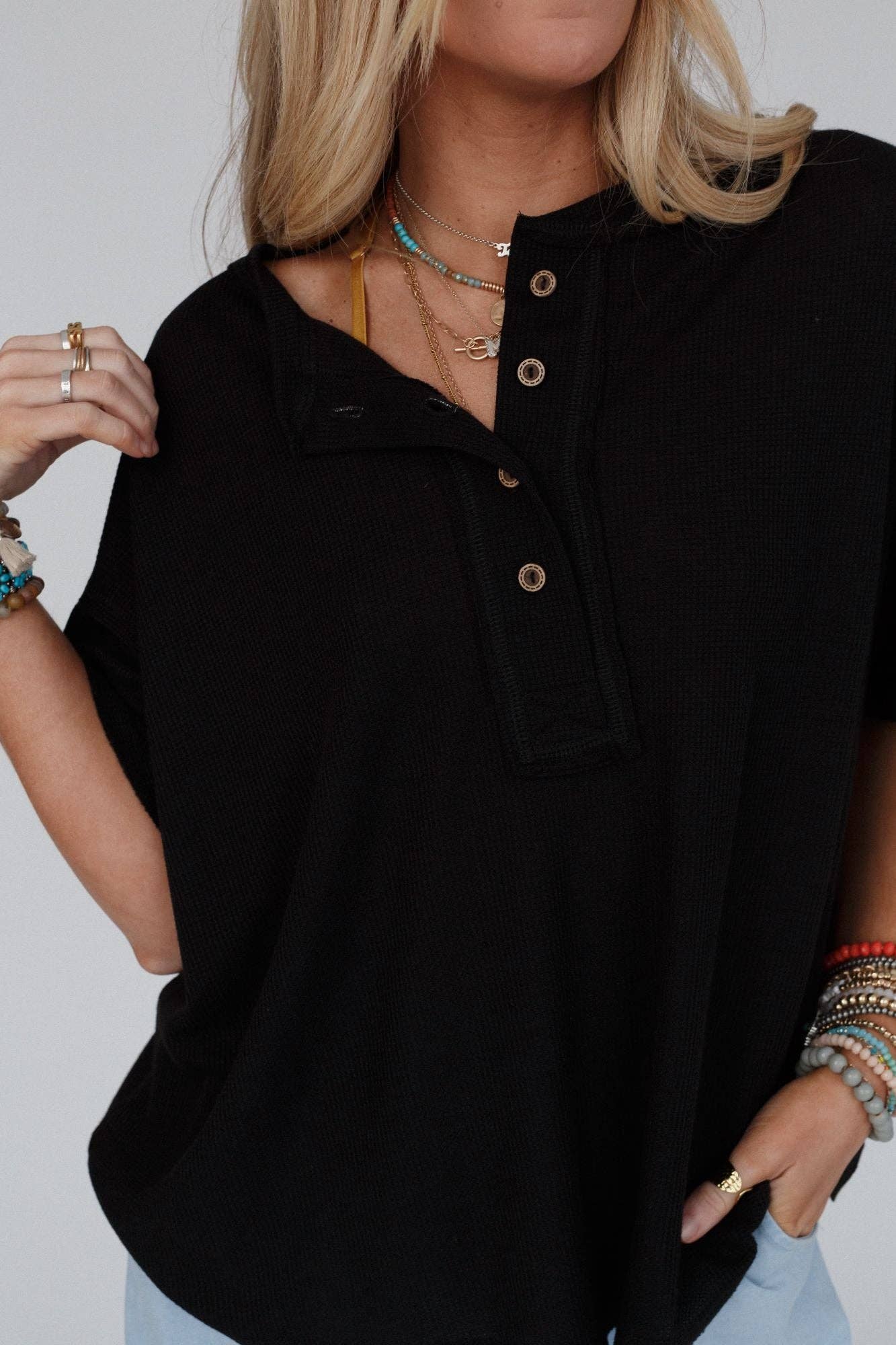 Soft Plume Henley Top - November Moon