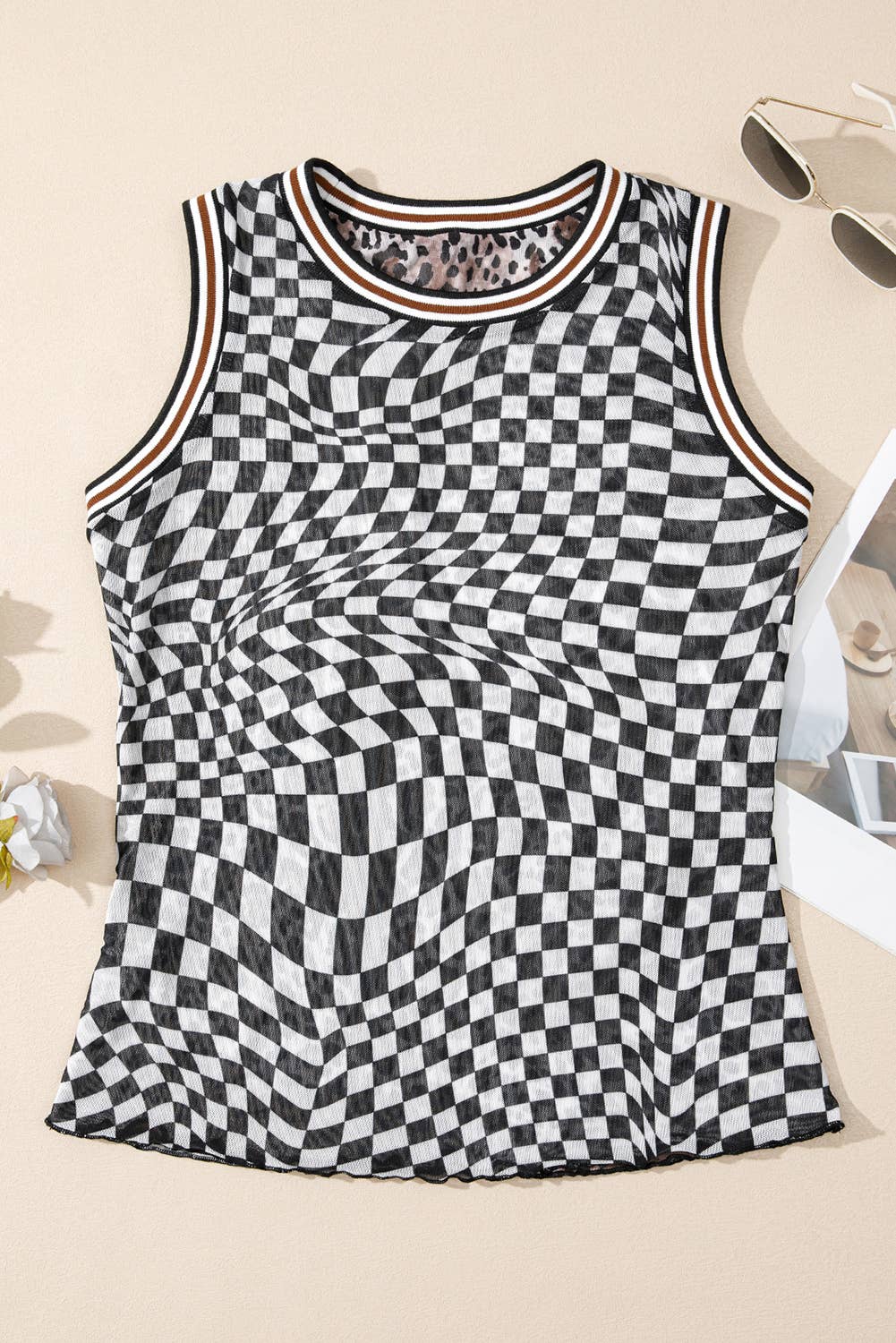 Checkered Cheetah Reversible Mesh Tank Top