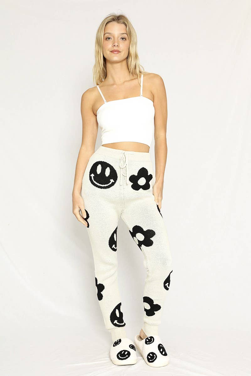 Smiley Knit Joggers - November Moon