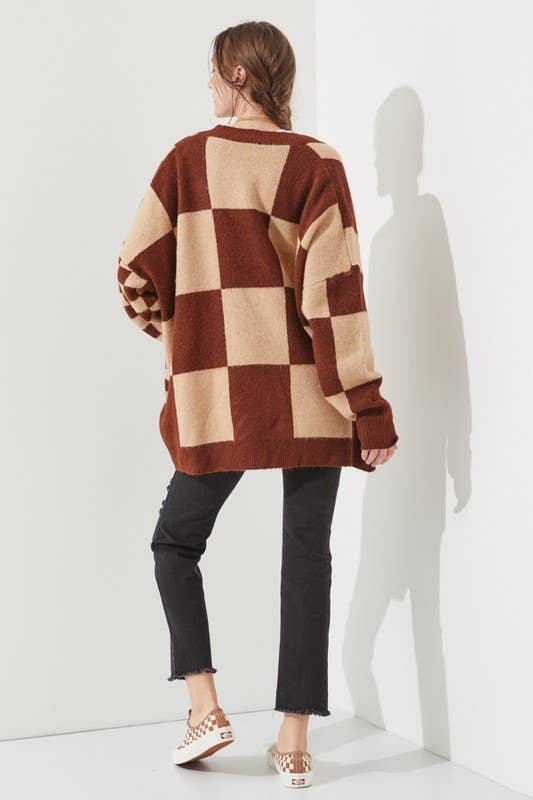 Checkered Oversized Cardigan - November Moon