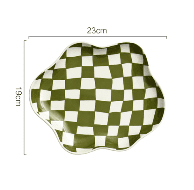 Checkered Ceramic Plate - November Moon