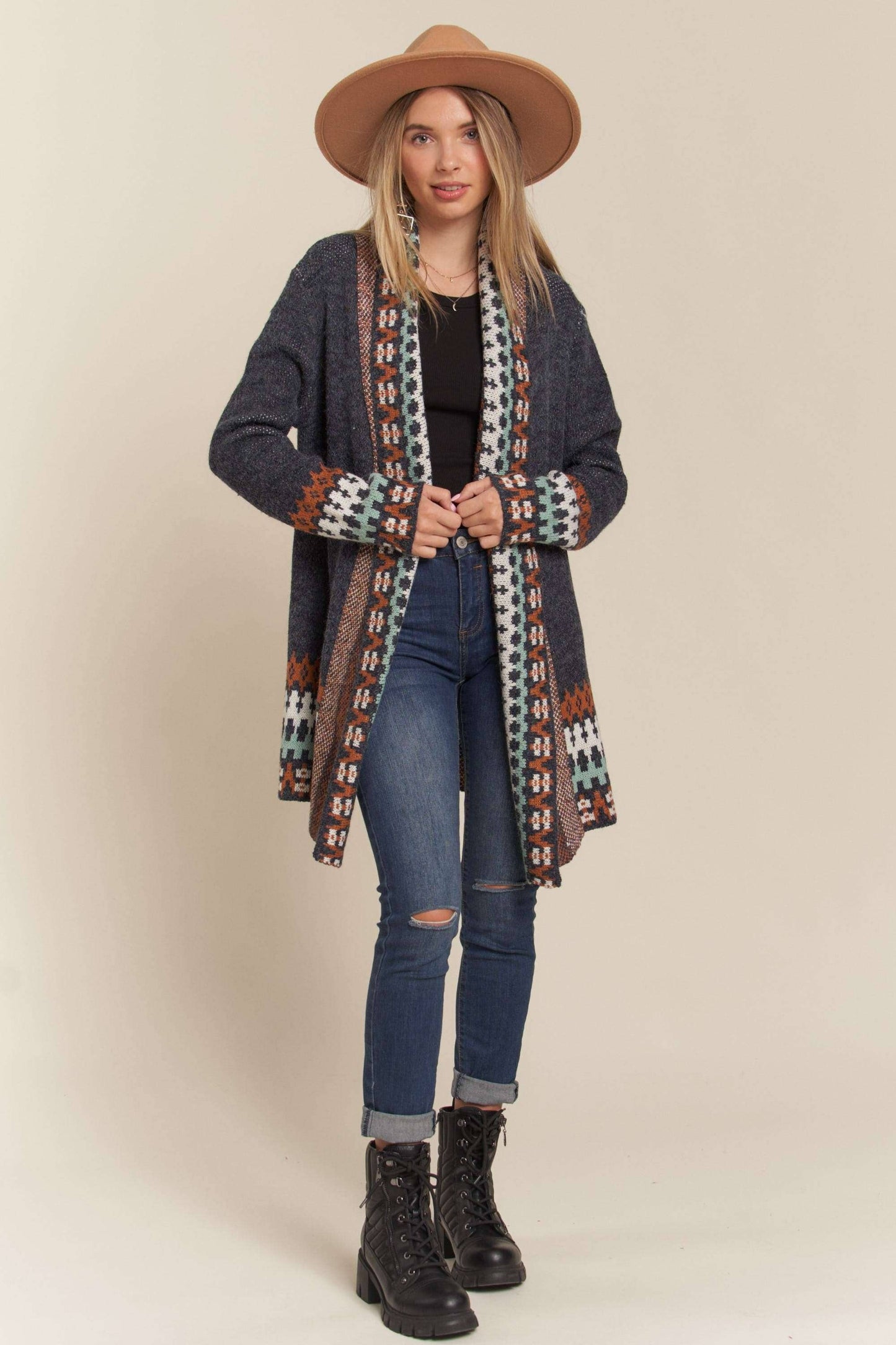 Aztec Cardigan - Navy