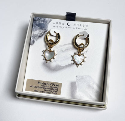 Gilded Heart Charm Huggie Hoop Earrings
