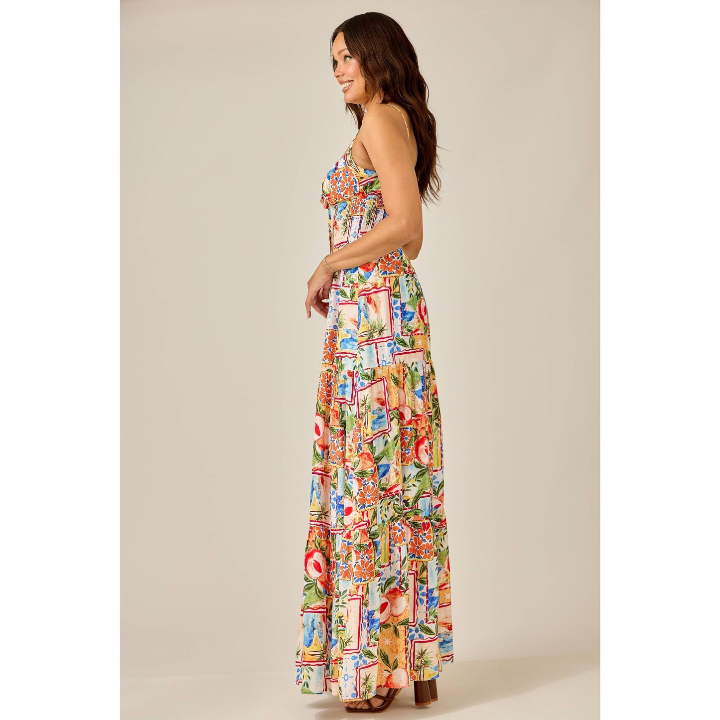 Color Splash Smocked Maxi Dress