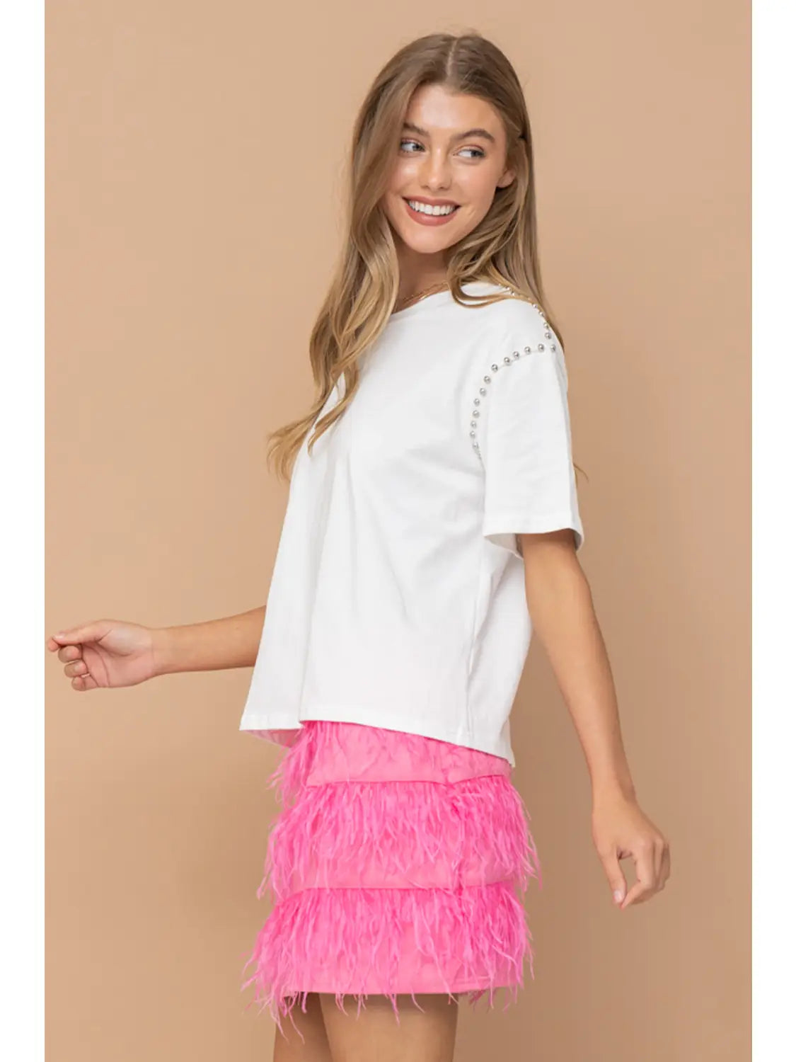 Studded Short Sleeve Crop Tee - November Moon  