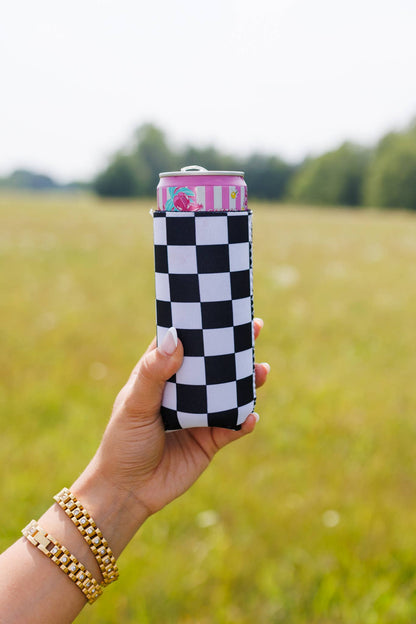 Black & White Checkerboard Coozie (2-Pack)