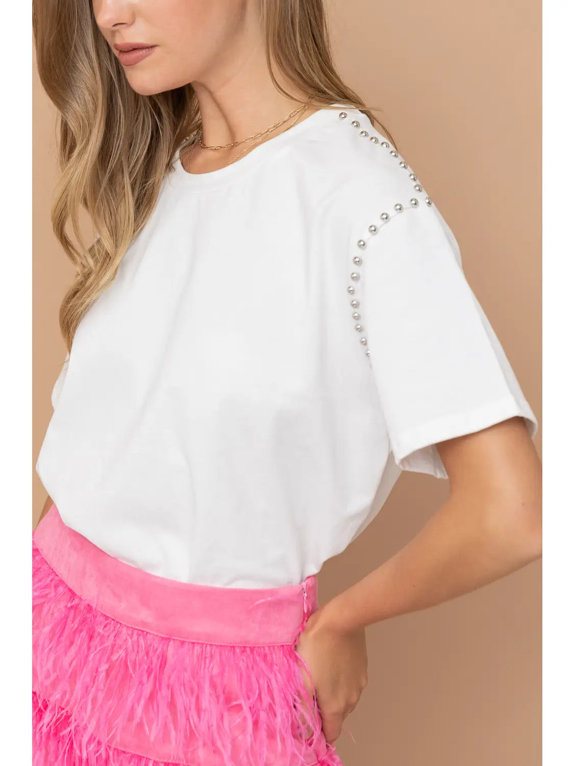 Studded Short Sleeve Crop Tee - November Moon  