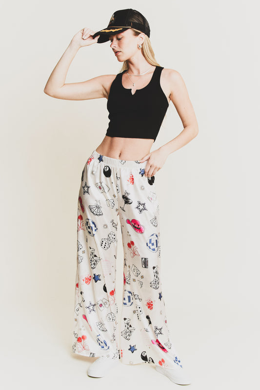 Party Collage Satin Pants