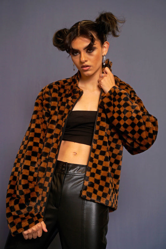 Fuzzy Checkerboard Jacket