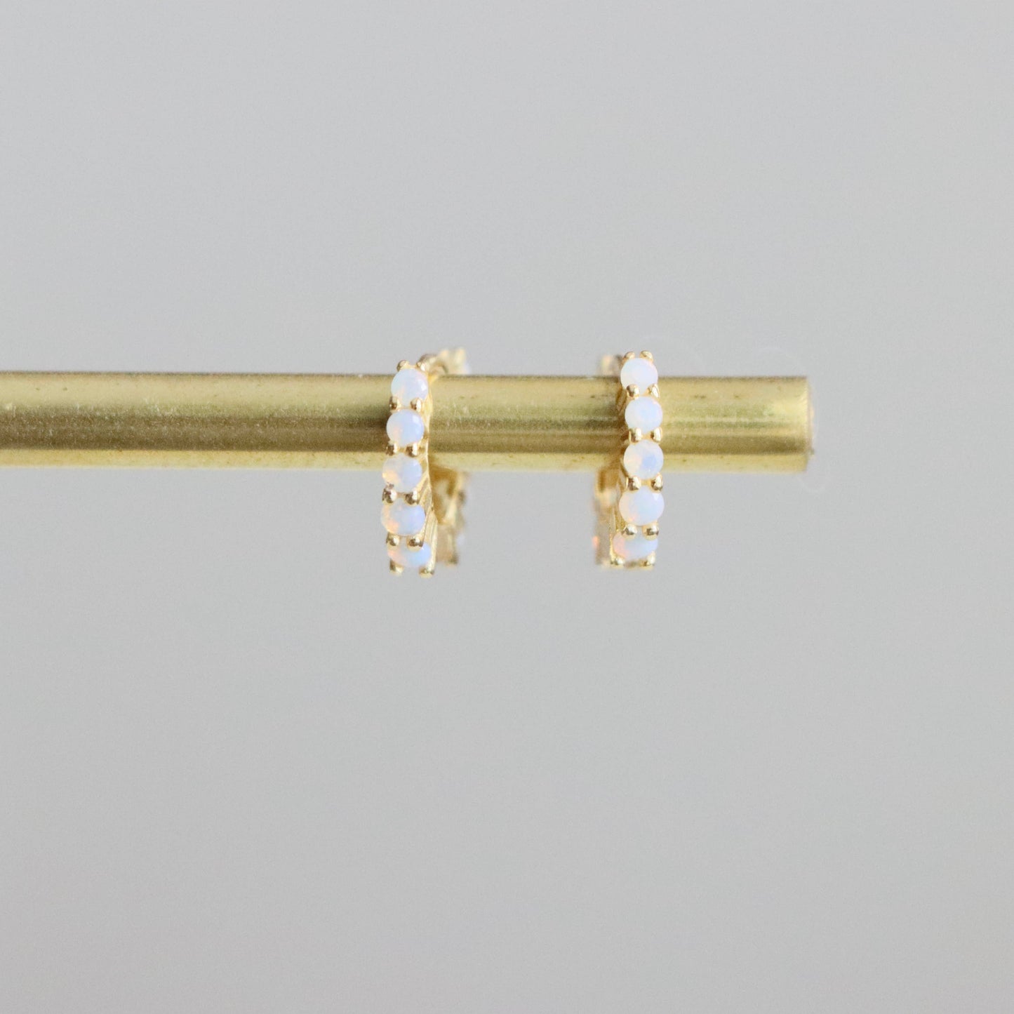 Opal Huggie Hoop Earrings - Hypoallergenic 
