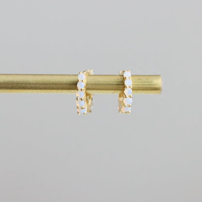 Opal Huggie Hoop Earrings - Hypoallergenic 