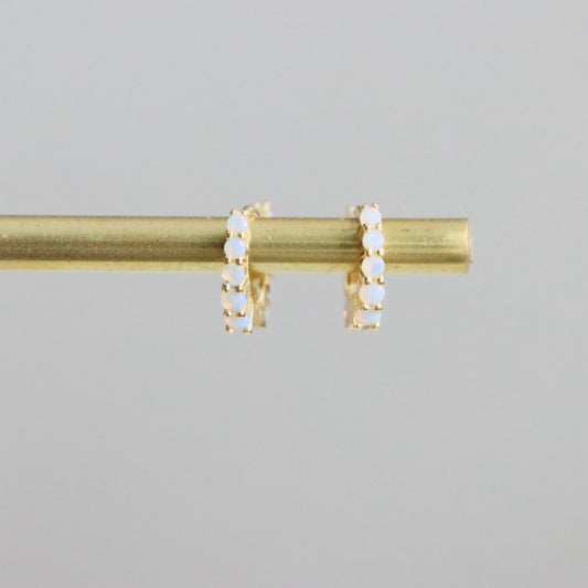 Opal Huggie Hoop Earrings - Hypoallergenic 
